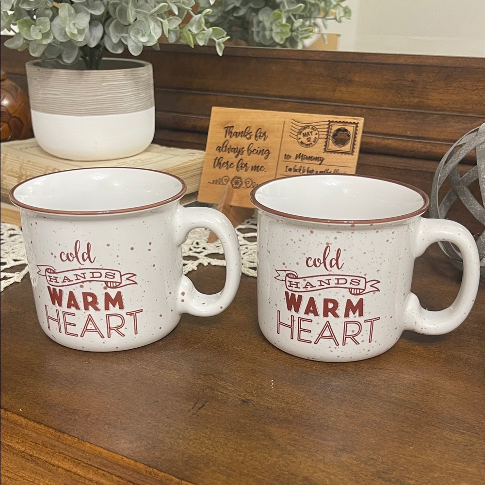 Cold Hands Warm Heart Speckled Mugs - Set of 2